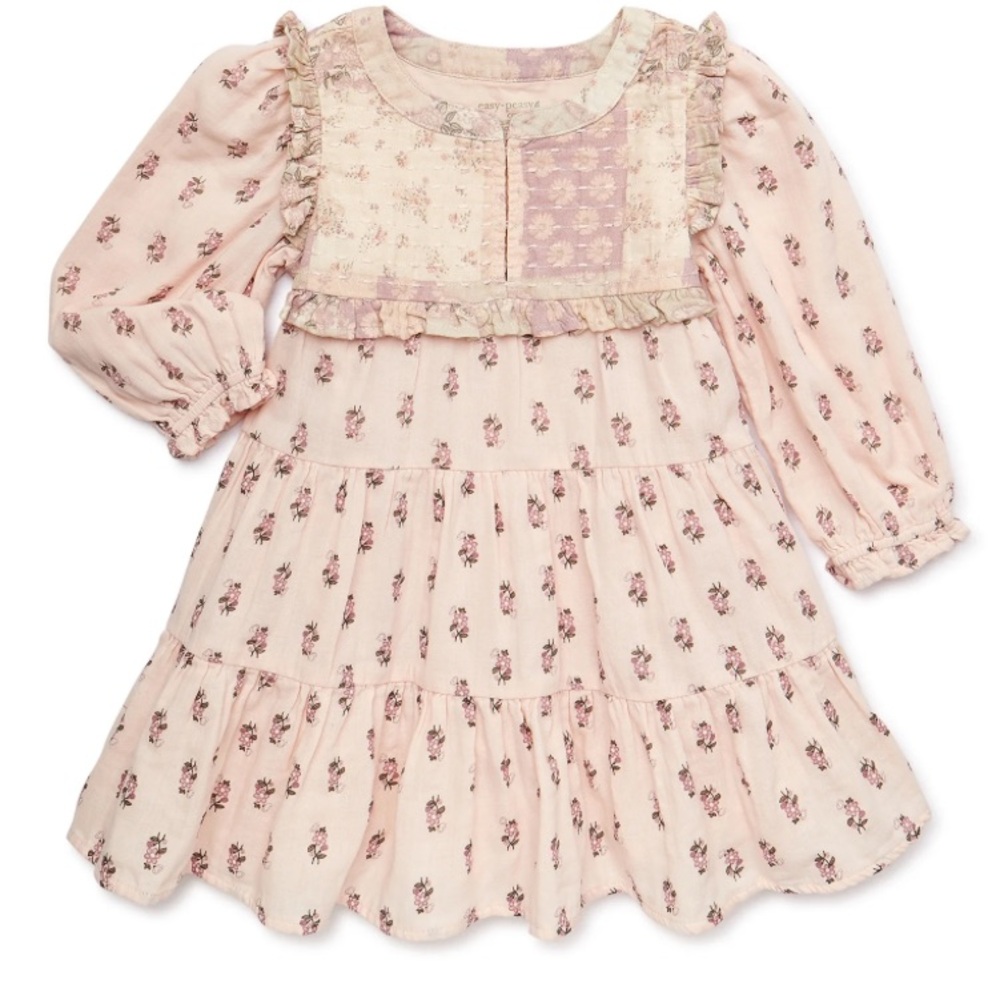 easy-peasy Baby and Toddler Girls Woven Patchwork Dress
